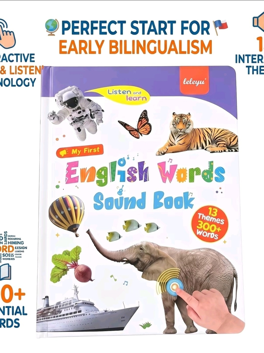 My First English Words Sound Book - White & Purple - Kids Toy
